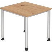 HILO 8 S | Schreibtisch - 80 x 80 höhenverstellbar Asteiche