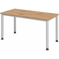 HILO 614 S | Schreibtisch - höhenverstellbar 140 x 67 Asteiche/Silber