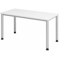 HILO 614 S | Schreibtisch - höhenverstellbar 140 x 67 Weiß/Silber