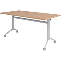 KALA 16 | Klapptisch fahrbar | 160 cm | Silber - Konferenztisch 160 x 80 Nussbaum