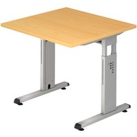 MEGA 8 S | Schreibtisch - 80 x 80 Buche/Silber höhenverstellbar