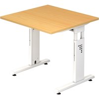 MEGA 8 W | Schreibtisch - 80 x 80 höhenverstellbar Buche/Weiß