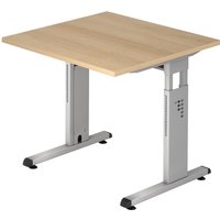 MEGA 8 S | Schreibtisch - 80 x 80 Eiche/Silber höhenverstellbar