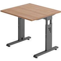 MEGA 8 G | Schreibtisch - 80 x 80 höhenverstellbar Nussbaum/Graphit
