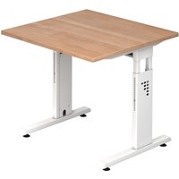 MEGA 8 W | Schreibtisch - 80 x 80 höhenverstellbar Nussbaum/Weiß