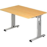 MEGA 12 S | Schreibtisch - 120 x 80 Buche/Silber höhenverstellbar