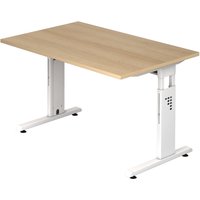 MEGA 12 W | Schreibtisch - 120 x 80 höhenverstellbar Eiche/Weiß