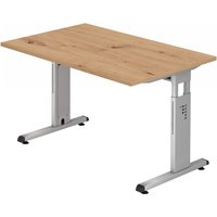 MEGA 12 S | Schreibtisch - 120 x 80 höhenverstellbar Asteiche/Silber