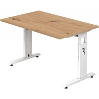 MEGA 12 W | Schreibtisch - 120 x 80 höhenverstellbar Asteiche/Weiß