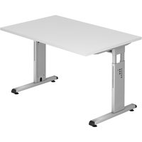MEGA 12 S | Schreibtisch - 120 x 80 höhenverstellbar Weiß/Silber