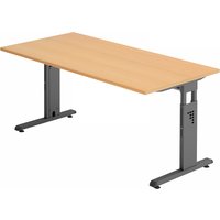 MEGA 16 G | Schreibtisch - 160 x 80 höhenverstellbar Buche/Graphit