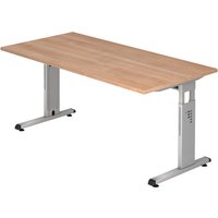 MEGA 16 S | Schreibtisch - 160 x 80 Nussbaum/Silber höhenverstellbar