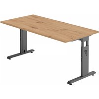 MEGA 16 G | Schreibtisch - 160 x 80 höhenverstellbar Asteiche/Graphit