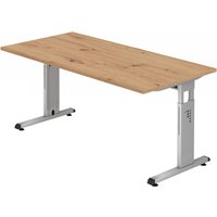 MEGA 16 S | Schreibtisch - 160 x 80 höhenverstellbar Asteiche/Silber