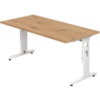 MEGA 16 W | 160x80 | Schreibtisch höhenverstellbar - 160 x 80 höhenverstellbar Asteiche/Weiß