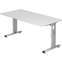 MEGA 16 S | Schreibtisch - 160 x 80 höhenverstellbar Weiß/Silber