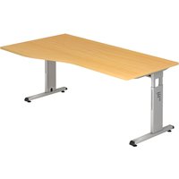 MEGA 18 S | Schreibtisch - 180 x 100 Buche/Silber höhenverstellbar