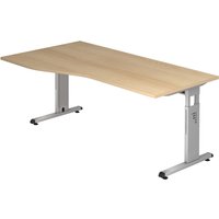 MEGA 18 S | Schreibtisch - 180 x 100 Eiche/Silber höhenverstellbar