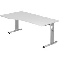 MEGA 18 S | Schreibtisch - 180 x 100 höhenverstellbar Weiß/Silber