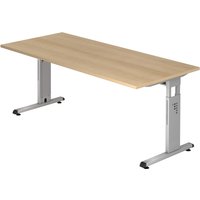 MEGA 19 S | Schreibtisch - 180 x 80 Eiche/Silber höhenverstellbar