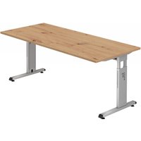 MEGA 19 S | Schreibtisch - 180 x 80 höhenverstellbar Asteiche/Silber