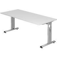 MEGA 19 S | Schreibtisch - 180 x 80 höhenverstellbar Weiß/Silber