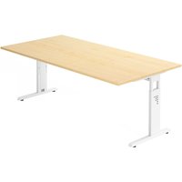 MEGA 2E W | Schreibtisch - 200 x 100 höhenverstellbar Ahorn/Weiß