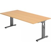 MEGA 2E G | Schreibtisch - 200 x 100 höhenverstellbar Buche/Graphit