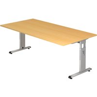 MEGA 2E S | Schreibtisch - 200 x 100 Buche/Silber höhenverstellbar