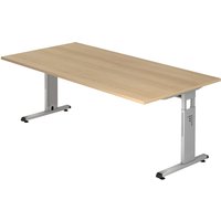 MEGA 2E S | Schreibtisch - 200 x 100 Eiche/Silber höhenverstellbar
