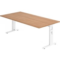 MEGA 2E W | Schreibtisch - 200 x 100 höhenverstellbar Nussbaum/Weiß