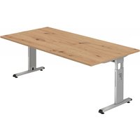 MEGA 2E S | Schreibtisch - 200 x 100 höhenverstellbar Asteiche/Silber