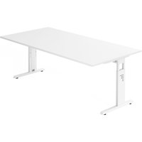 MEGA 2E W | Schreibtisch - 200 x 100 höhenverstellbar Weiß/Weiß