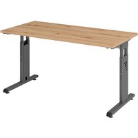 MEGA 614 G | Schreibtisch - höhenverstellbar Asteiche/Graphit 140 x 67