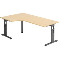 MEGA 82 G | Schreibtisch - Holz 200 x 120 C-Fuß Schwarz höhenverstellbar Ahorn/Schwarz