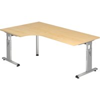 MEGA 82 S | Schreibtisch - Holz C-Fuß Silber 200 x 120 Ahorn/Silber höhenverstellbar