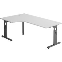MEGA 82 G | Schreibtisch - Holz 200 x 120 C-Fuß Schwarz höhenverstellbar Grau/Graphit
