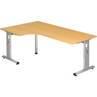 MEGA 82 S | Schreibtisch - Holz C-Fuß Silber 200 x 120 Buche/Silber höhenverstellbar