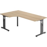MEGA 82 G | Schreibtisch - Holz 200 x 120 C-Fuß Schwarz höhenverstellbar Eiche/Graphit