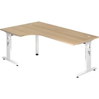 MEGA 82 W | Schreibtisch - Holz C-Fuß Silber 200 x 120 höhenverstellbar Eiche/Weiß