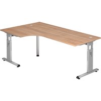 MEGA 82 S | Schreibtisch - Holz C-Fuß Silber 200 x 120 Nussbaum/Silber höhenverstellbar