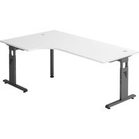 MEGA 82 G | Schreibtisch - Holz 200 x 120 C-Fuß Schwarz höhenverstellbar Weiß/Graphit