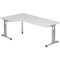 MEGA 82 S | Schreibtisch - Holz C-Fuß Silber 200 x 120 höhenverstellbar Weiß/Silber
