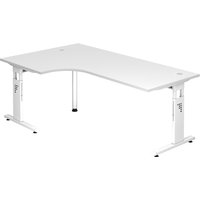 MEGA 82 W | Schreibtisch - Holz C-Fuß Silber 200 x 120 höhenverstellbar Weiß/Weiß