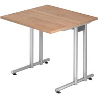 NANO 8 S | Schreibtisch - 80 x 80 Nussbaum/Silber