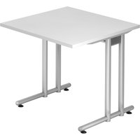 NANO 8 S | Schreibtisch - 80 x 80 Weiß/Silber