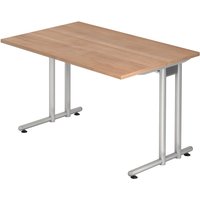 NANO 12 S | Schreibtisch - 120 x 80 Nussbaum/Silber