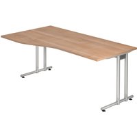 NANO 18 S | Schreibtisch - 180 x 100 Nussbaum/Silber