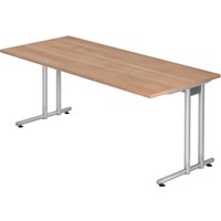 NANO 19 S | Schreibtisch - 180 x 80 Nussbaum/Silber