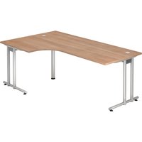 NANO 82 S | Schreibtisch - 200 x 120 Nussbaum/Silber
